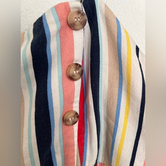 Forever 21 Women’s Striped Romper 2X Multicolor Rainbow Buttons Plus Size - Picture 4 of 12